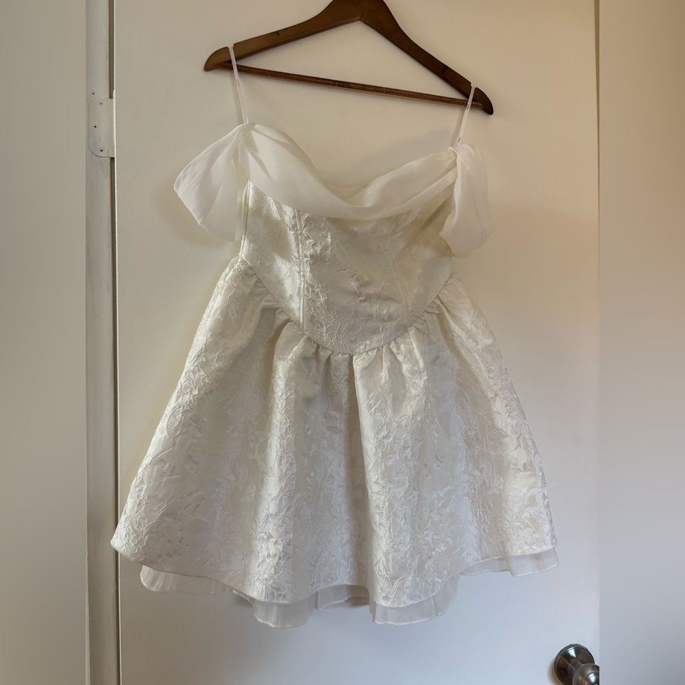 Lulus Romantic Off-Shoulder White Mini Dress